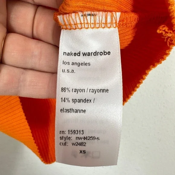 Naked Wardrobe Ribbed Crop Tank Top Orange Racerback Sleeveless Size S - Picture 6 of 8